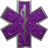 
	Star of Life Emergency EMS EMT Paramedic Decal in Diamond Plate Purple
