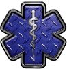 
	Star of Life Emergency Response EMS EMT Paramedic Decal in Blue Diamond Plate
