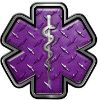 
	Star of Life Emergency Response EMS EMT Paramedic Decal in Purple Diamond Plate
