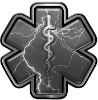
	Star of Life Emergency Response EMS EMT Paramedic Decal in Gray Lightning Strike
