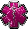 
	Star of Life Emergency Response EMS EMT Paramedic Decal in Pink Lightning Strike
