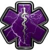 
	Star of Life Emergency Response EMS EMT Paramedic Decal in Purple Lightning Strike
