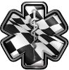 
	Star of Life Emergency Response EMS EMT Paramedic Decal with Checkered Racing Victory Flag
