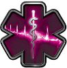 
	Star of Life with Heartbeat Emergency EMS EMT Paramedic Decal in Pink
