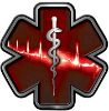 
	Star of Life with Heartbeat Emergency EMS EMT Paramedic Decal in Red
