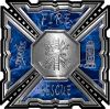 
	Aztec Style Modern Edge Fire Fighter Maltese Cross Decal in Blue Camouflage
