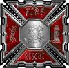 
	Aztec Style Modern Edge Fire Fighter Maltese Cross Decal in Red Camouflage
