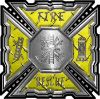 
	Aztec Style Modern Edge Fire Fighter Maltese Cross Decal in Yellow Diamond Plate
