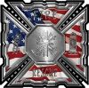 
	Aztec Style Modern Edge Fire Fighter Maltese Cross Decal with American Flag
