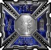 
	Aztec Style Modern Edge Fire Fighter Maltese Cross Decal in Blue Inferno Flames
