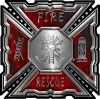 
	Aztec Style Modern Edge Fire Fighter Maltese Cross Decal in Red Inferno Flames
