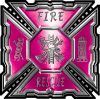 
	Aztec Style Modern Edge Fire Fighter Maltese Cross Decal in Pink
