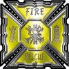 
	Aztec Style Modern Edge Fire Fighter Maltese Cross Decal in Yellow
