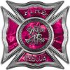 
	Celtic Style Rough Steel Fire Fighter Maltese Cross Decal in Pink Camouflage