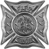 
	Celtic Style Rough Steel Fire Fighter Maltese Cross Decal in Diamond Plate