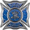 
	Celtic Style Rough Steel Fire Fighter Maltese Cross Decal in Blue Diamond Plate