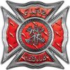 
	Celtic Style Rough Steel Fire Fighter Maltese Cross Decal in Red Diamond Plate