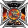 
	Celtic Style Rough Steel Fire Fighter Maltese Cross Decal with Fire