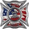 
	Celtic Style Rough Steel Fire Fighter Maltese Cross Decal with American Flag