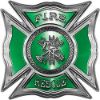 
	Celtic Style Rough Steel Fire Fighter Maltese Cross Decal in Green