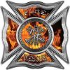
	Celtic Style Rough Steel Fire Fighter Maltese Cross Decal in Inferno
