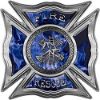 
	Celtic Style Rough Steel Fire Fighter Maltese Cross Decal in Blue Inferno