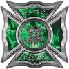 
	Celtic Style Rough Steel Fire Fighter Maltese Cross Decal in Green Inferno