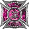 
	Celtic Style Rough Steel Fire Fighter Maltese Cross Decal in Pink Inferno