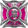 
	Celtic Style Rough Steel Fire Fighter Maltese Cross Decal in Pink