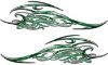 
	Tribal Scroll Style Flame Graphics with Silver Outline in Green Inferno
