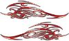 
	Tribal Scroll Style Flame Graphics with Silver Outline in Red
