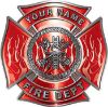 
	Personalized Fire Fighter Maltese Cross Decal with Flames in Red
