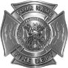 
	Personalized Fire Fighter Maltese Cross Decal with Flames in Silver
