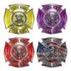 Custom Maltese Cross Firefighter Decals with Fire Scramble or Antique Fire Truck