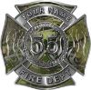 
	Personalized Fire Fighter Maltese Cross Decal with Flames and Number in Camouflage
