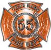 
	Personalized Fire Fighter Maltese Cross Decal with Flames and Number in Orange
