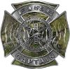 
	Fire Captain Maltese Cross with Flames Fire Fighter Decal in Camouflage

