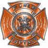 
	Fire Captain Maltese Cross with Flames Fire Fighter Decal in Orange
