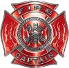 
	Fire Captain Maltese Cross with Flames Fire Fighter Decal in Red
