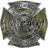 
	Fire Lieutenant Maltese Cross with Flames Fire Fighter Decal in Camouflage
