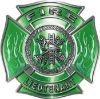 
	Fire Lieutenant Maltese Cross with Flames Fire Fighter Decal in Green
