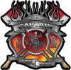 
	Fire Fighter Captain Maltese Cross Flaming Axe Decal Reflective in Real Fire
