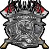 
	Fire Fighter Captain Maltese Cross Flaming Axe Decal Reflective in Inferno Gray Flames

