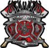 
	Fire Fighter Captain Maltese Cross Flaming Axe Decal Reflective in Inferno Red Flames
