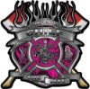 
	Fire Fighter Chief Maltese Cross Flaming Axe Decal Reflective in Inferno Pink Flames
