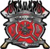 
	Fire Fighter Chief Maltese Cross Flaming Axe Decal Reflective in Red

