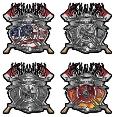 Firefighter Chief Decals with Twin Ave and Maltese Cross