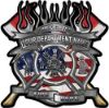 
	Fire Fighter Custom Maltese Cross Flaming Axe Decal Reflective with american flag
