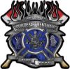 
	Fire Fighter Custom Maltese Cross Flaming Axe Decal Reflective in Inferno Blue Flames
