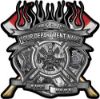 
	Fire Fighter Custom Maltese Cross Flaming Axe Decal Reflective in Inferno Gray Flames
